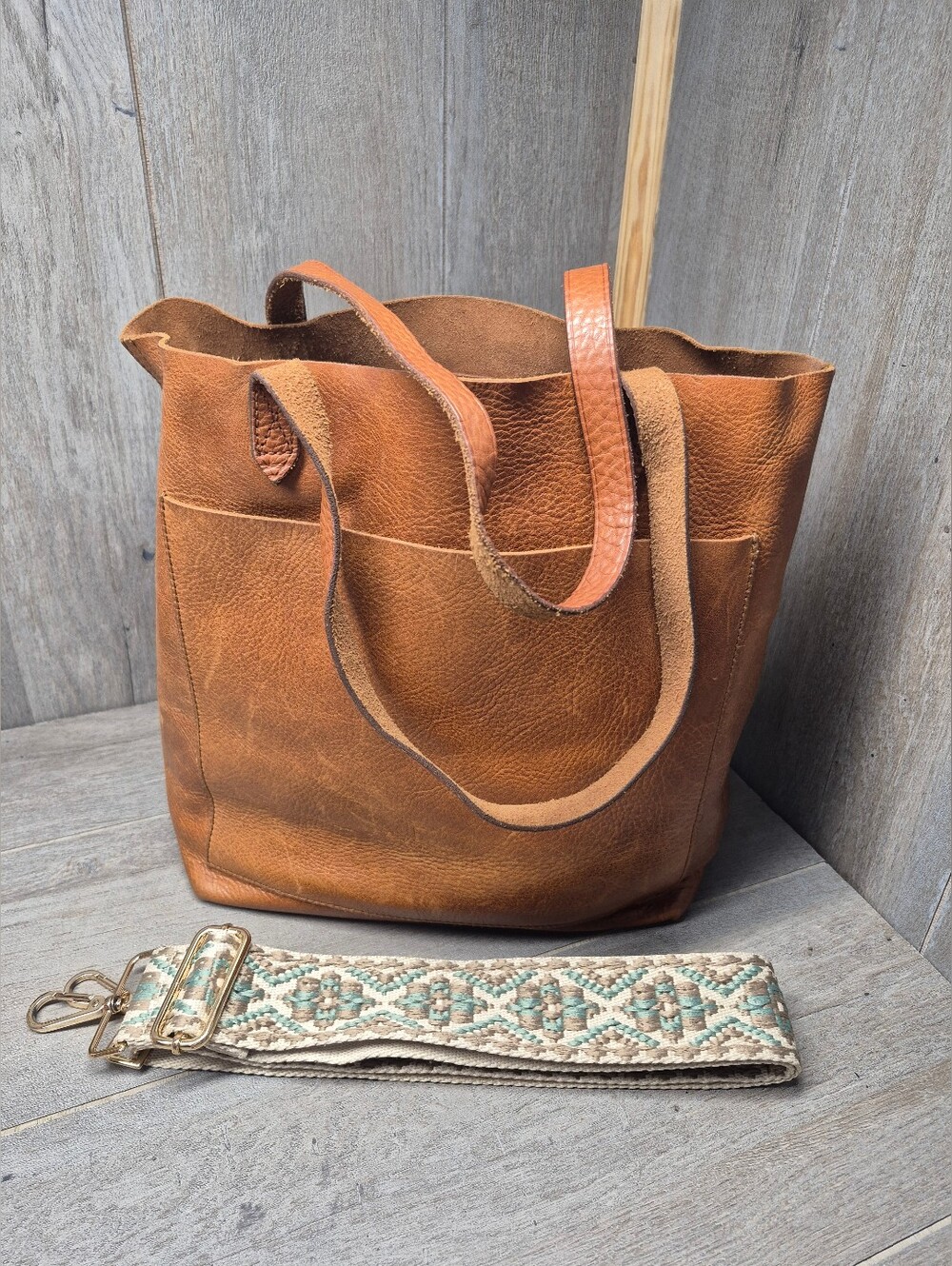 MADEWELL The Medium Transport Leather Tote Purse Bag Leather W/Replacement Strap